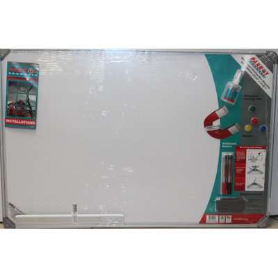Parrot Slimline Magnetic Whiteboard with Magnets, Markers, Eraser and Whiteboard Cleaner (900mm x 60