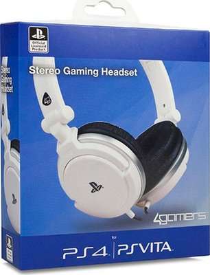 4Gamers Wired Stereo Dual Format Gaming Headset for PS4 and PS Vita (White)