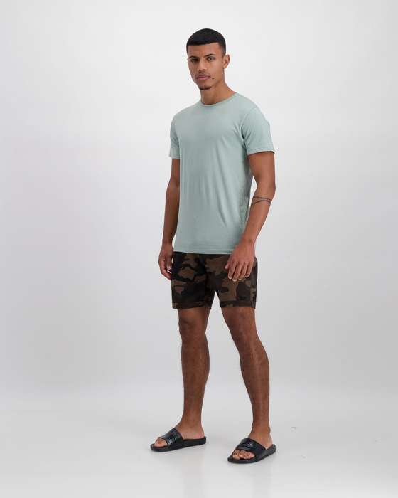 Brave Soul Camo Print Shorts - Khaki Camo (S)