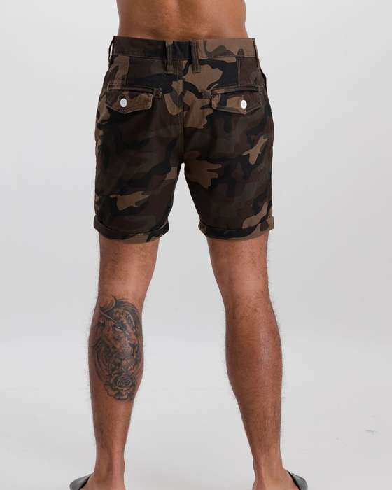 Brave Soul Camo Print Shorts - Khaki Camo (S)