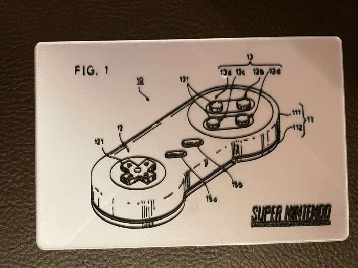 SNES Controller Framed Patent Art - 3D Printed