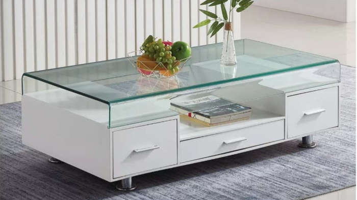 Coffee Tables - Tempered Glass Top - White Colour