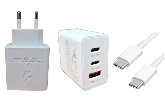 65W PD Super Fast Trio Charging Power Adapter with USB-C to USB-C 1M Cable