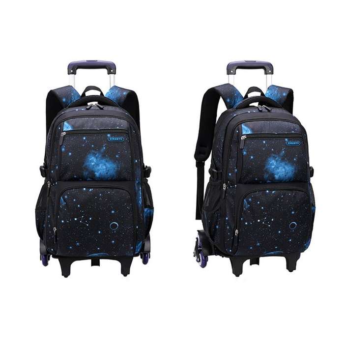 3 Piece Rolling Backpack Set Trolley Preschool Bags For Students - Black