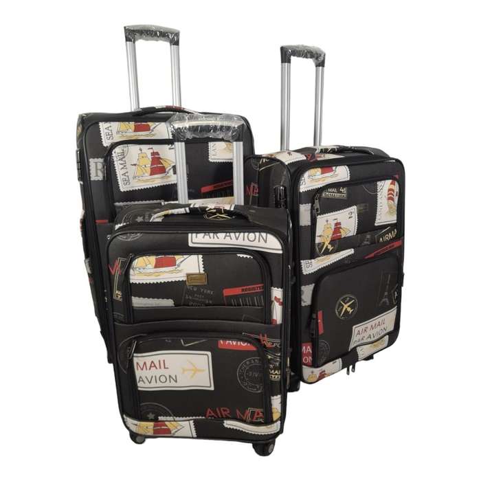 Stylish Luggage Bag - PU Leather Travel Suitcases - Boat - Set of 3