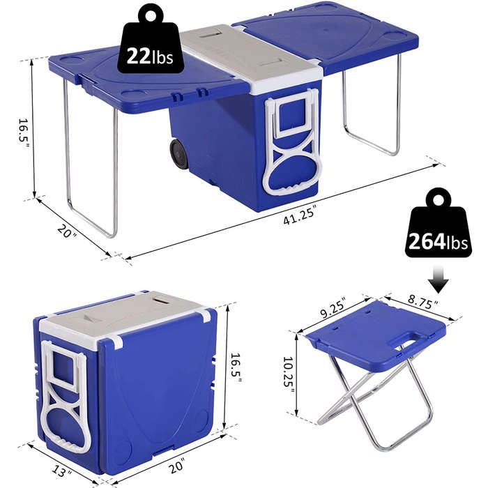 28L Cooler Box Foldable Picnic Table With 2 Chairs AA2-56161