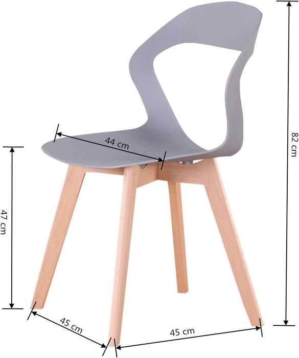 Plastic Kitchen Chair 4 Pack - Grey