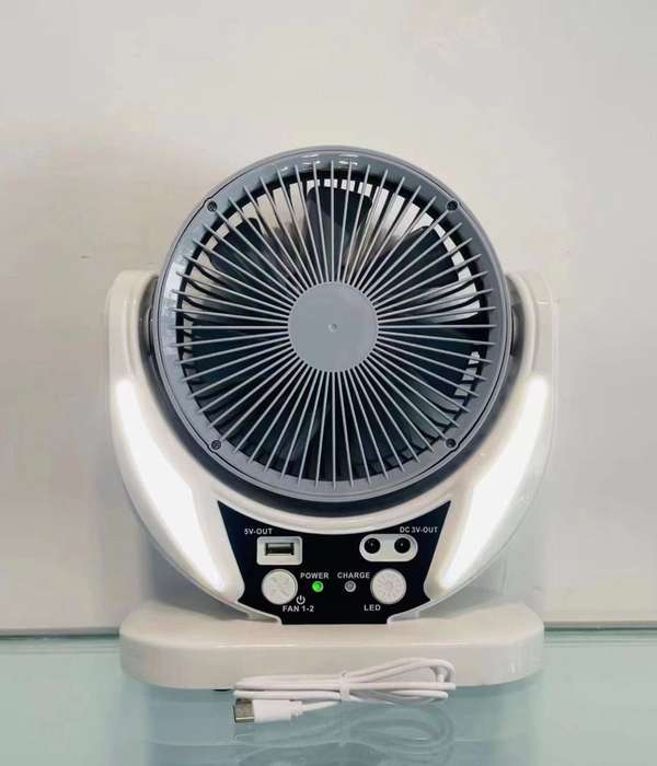 6" Rechargeable Solar Fan with 4500mah Battery & Night Light and Power Bank