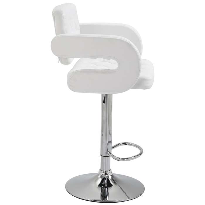 Bar Stools -Luxury Leather Barstools with Chrome Base - Set of 2 - White Colour