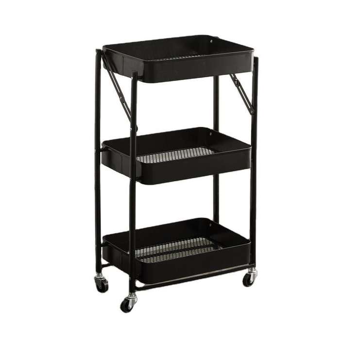 3 Layer Foldable Food Trolley Storage Cart Organizer
