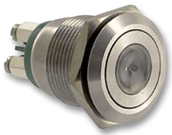 Bulgin Limited (MPI001/TERM/GN) Vandal Resistant Switch, 19.2 mm, SPST-NO