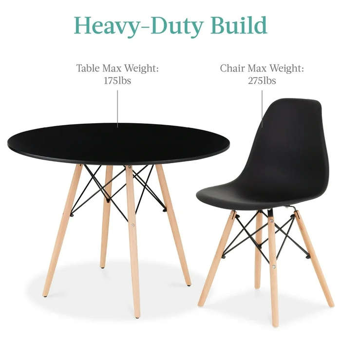 Dining Suites / Sets - Round Dining Table with Four Chairs - Black Colour