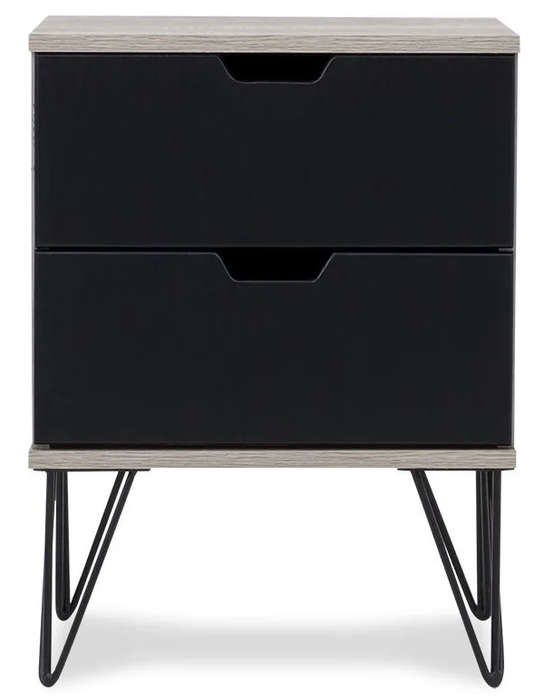 2 Draw Pedestal-Engineered Wood Bedside Table - Black/Brown