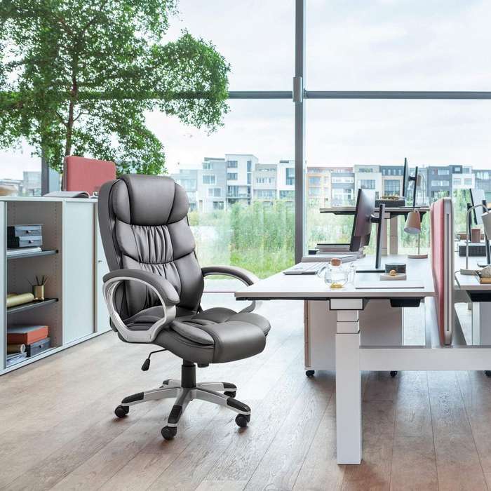 Office Chairs - High Back Executive Faux Leather - Grey