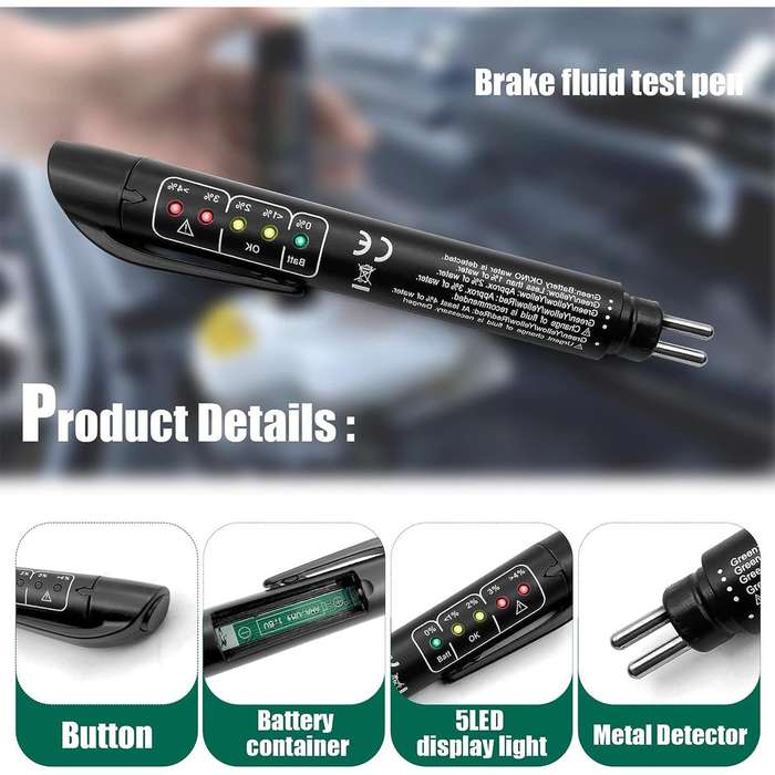 Brake Fluid Liquid Tester with 5 LED Indicators for Car