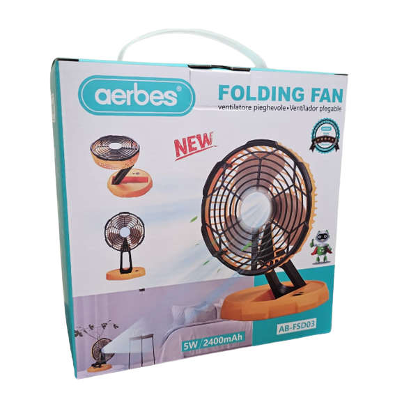 Portable Rechargeable Indoor & Outdoor 3 Speed Desk Fan with Light