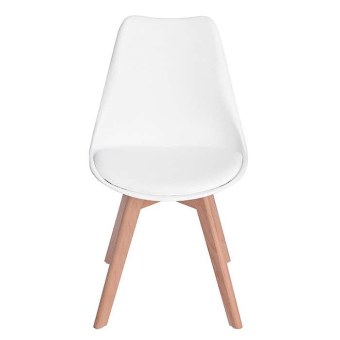 Modern Wooden Leg Chair - White