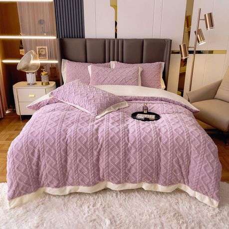 Thick Lamb Cashmere Blanket - Double/Queen (5 Piece Set) - Purple