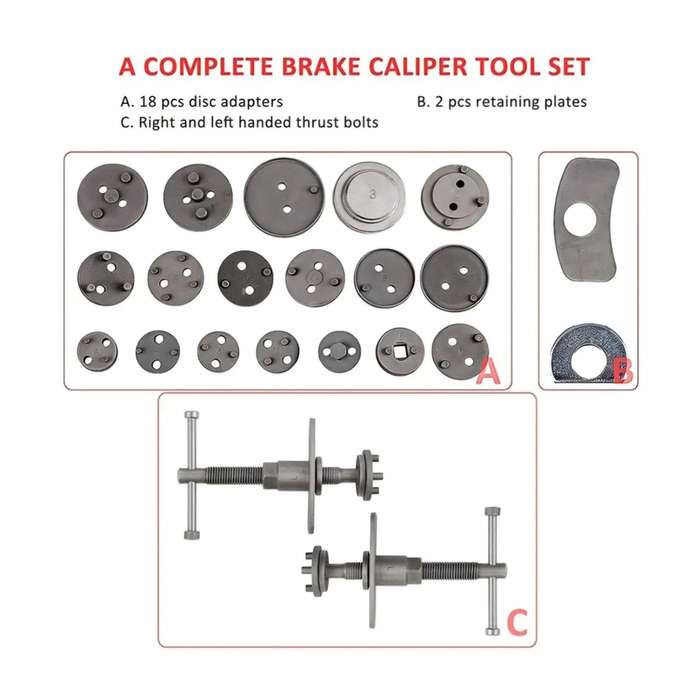 22Pc Universal Brake Caliper Adjustment Service Kit With Case