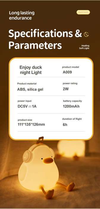 Enjoy Duck Rechargeable Dimmable Night Light Lamp with Timer