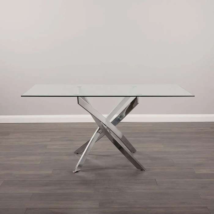 Glass Top Dining Table- Silver Legs