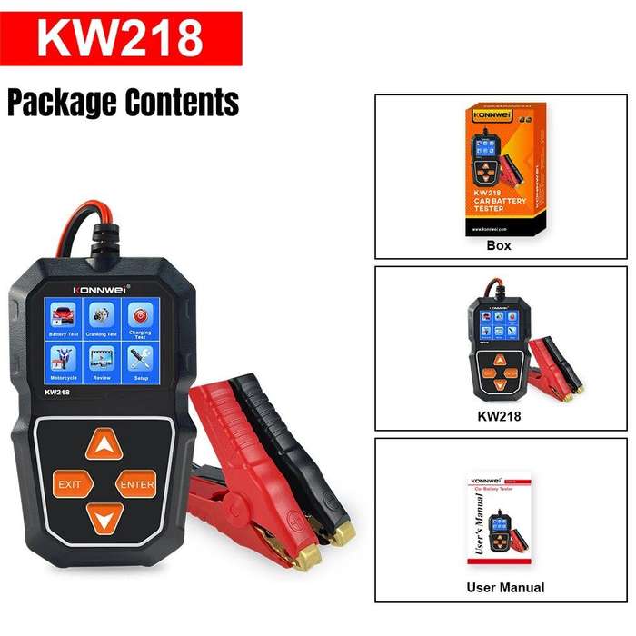 KONNWEI KW218 Battery Tester 6V 12V Car & Motorcycle + 12V Battery Tester