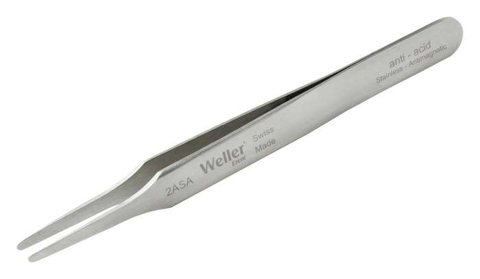 Weller Erem (2ASA) Tweezer, Straight, Round, 121 mm, Stainless Steel