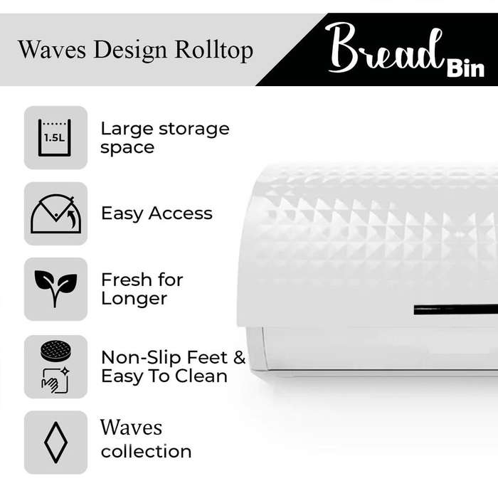 High Quality Bread Bin Canisters Kitchen Set With FREE Knife - White