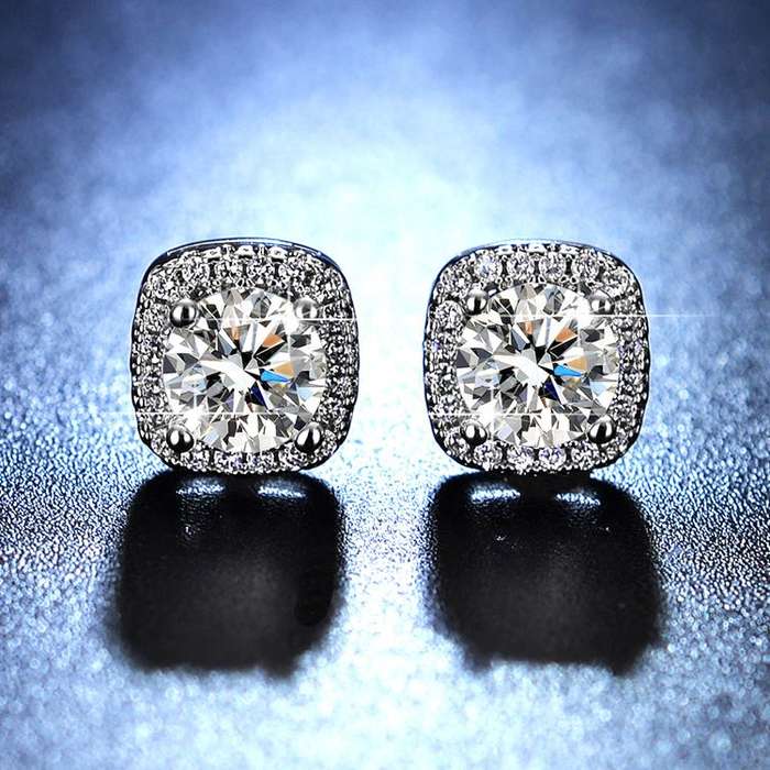 Zirconia Pendant Necklace Earrings Ring Set - Round