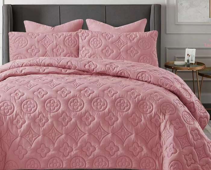 King Size Quilt Set 5 Pieces  - Pink