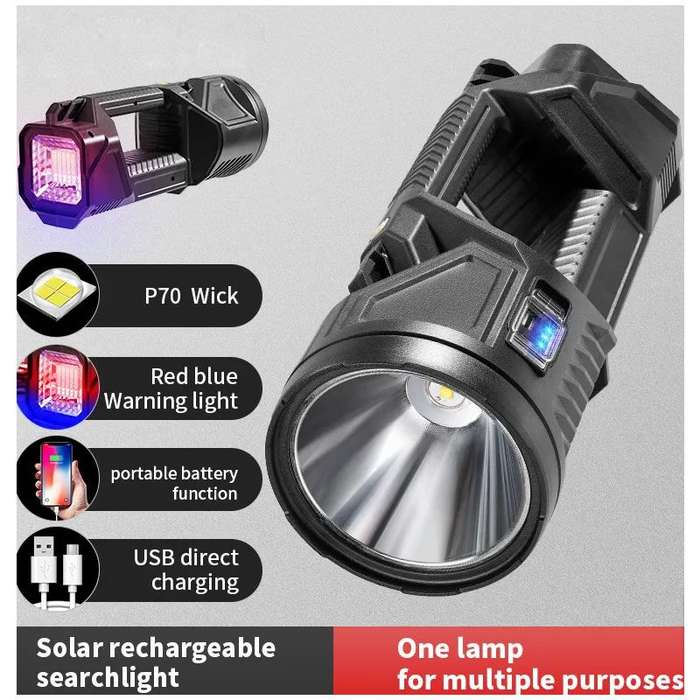 Rechargeable Solar Powered LED +COB Searchlight PM-68