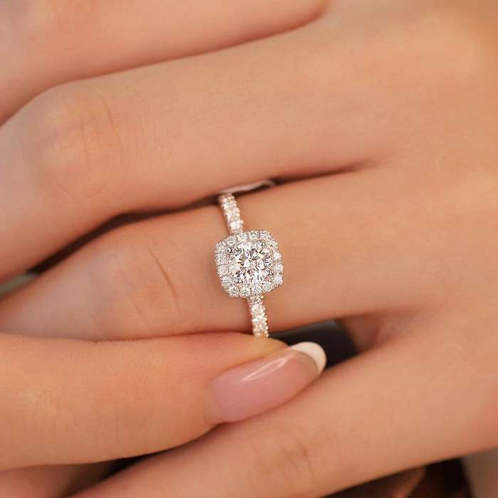 Wedding Rings for Women Princess Engagement Ring Set - 8