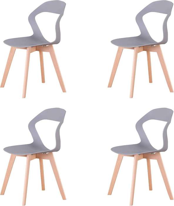 Plastic Kitchen Chair 4 Pack - Grey