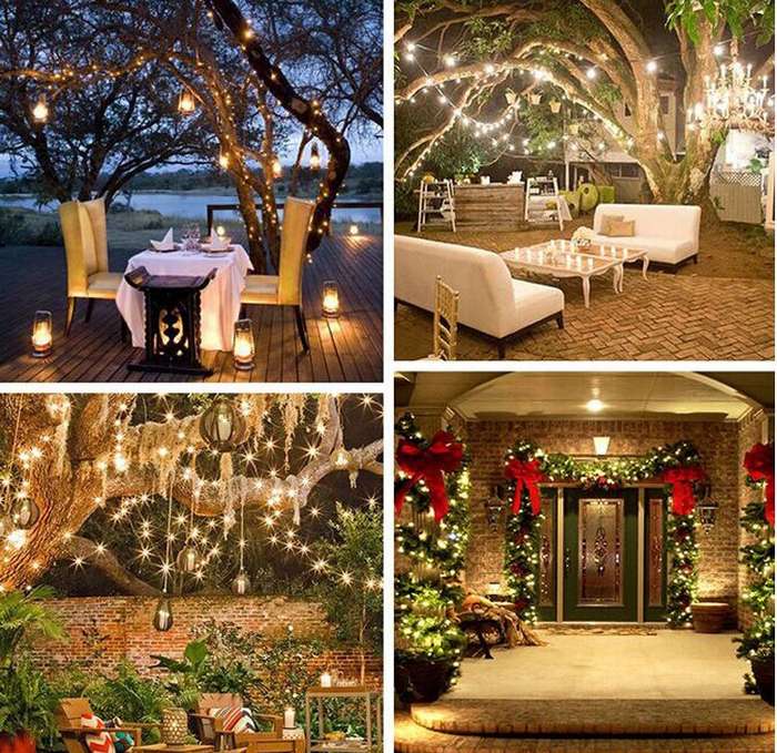20 m LED Outdoor Solar Silver Copper String Fairy Light 200 LED Warm White
