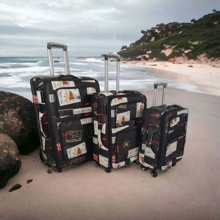 Stylish Luggage Bag - PU Leather Travel Suitcases - Boat - Set of 3