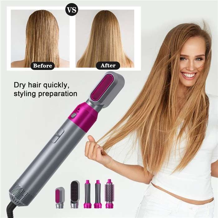 5 in 1 Interchangeable Hot Air Brush and Hair Dryer