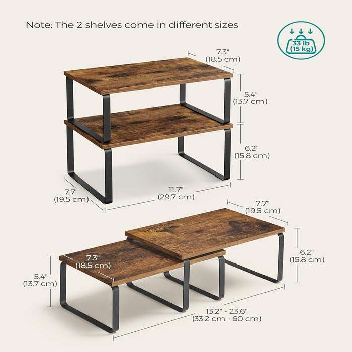 Stackable Kitchen Cabinet Organiser Shelf Counter Storage