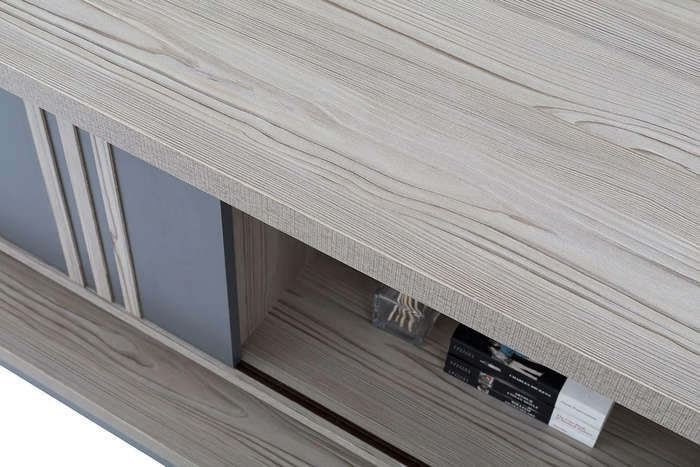 Plasma/Smart TV Stands - Sliding Doors and Shelves - Oak / Grey Colours
