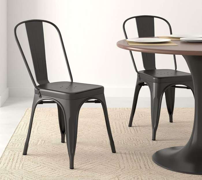 Metal stackable chair outdoor/indoor use- Black 2 pack