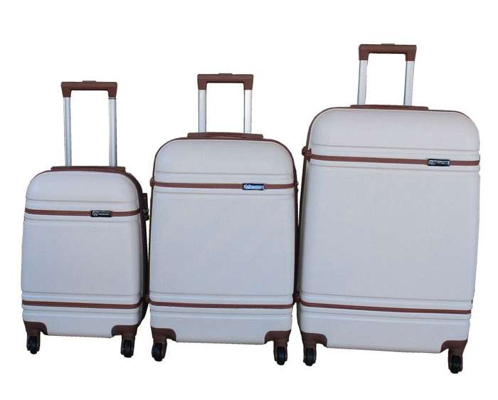 3 Piece Travel Luggage Suitcase Bag Set - White