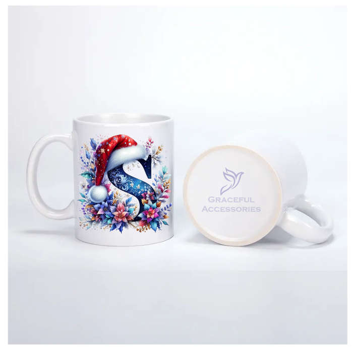 Christmas Monogram S Coffee Mug - Holiday Gift with Festive Design