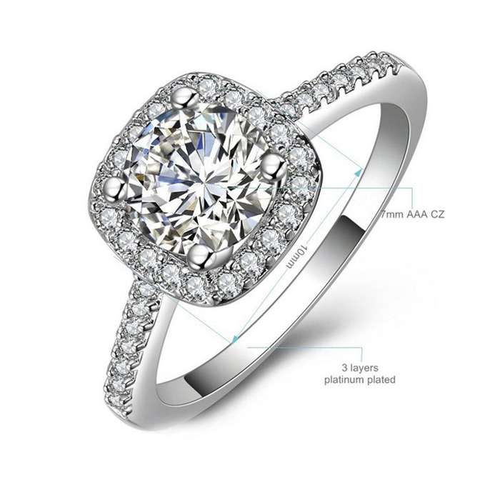 Wedding Rings for Women Princess Engagement Ring Set - 8