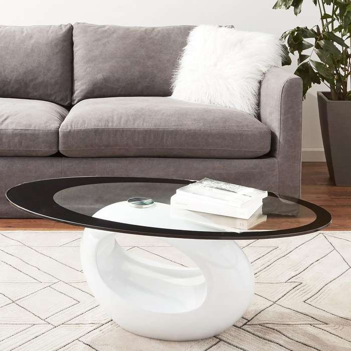 Coffee Tables - Oval Tempered Glass - White