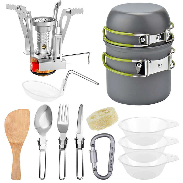13 pcs Ultra-Light Portable Outdoor  Camping Cookware Stove Cultery Set