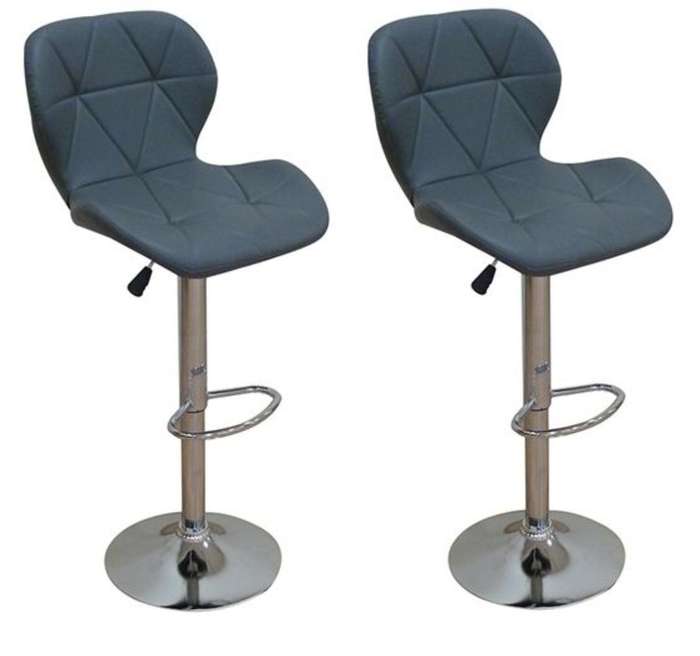 Bar Stools - Kitchen Counter Swivel Chairs - Set of Two-Black,Grey or White