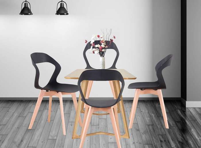 Plastic Kitchen Chairs 4 Pack - Black
