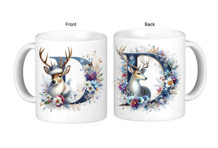 Christmas Monogram D Coffee Mug - Double-Sided Design