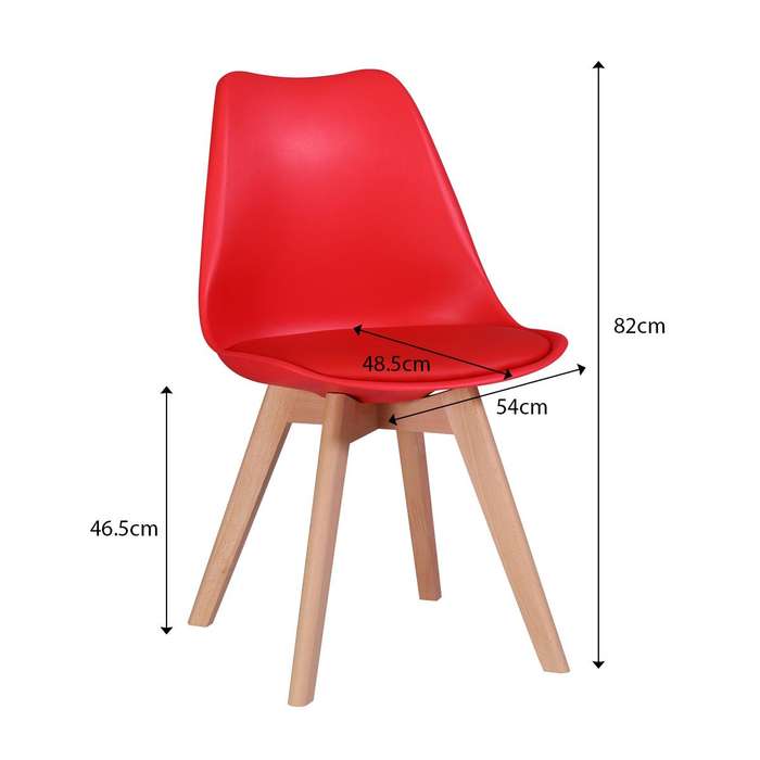 Dining Chair Set of 2 padded seat - Red Colour