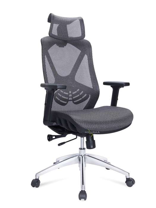 Office Chairs - Executive High Back Mesh Ergonomic - - Grey / White Colour