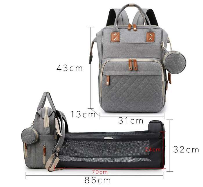 Multi-functional baby diaper bag & Bed - Blue